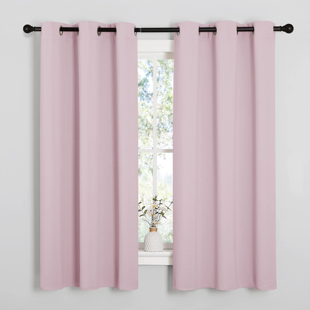 Baby Pink Blackout Curtains 40 Inch Length 2 Panels 29 Inch Wide for Kitchen