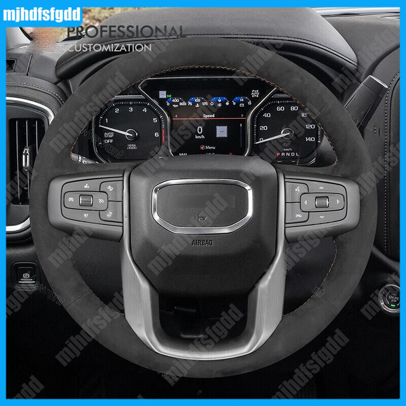 Custom Black Alcantara Steering Wheel Cover for GMC Sierra 1500 Limited