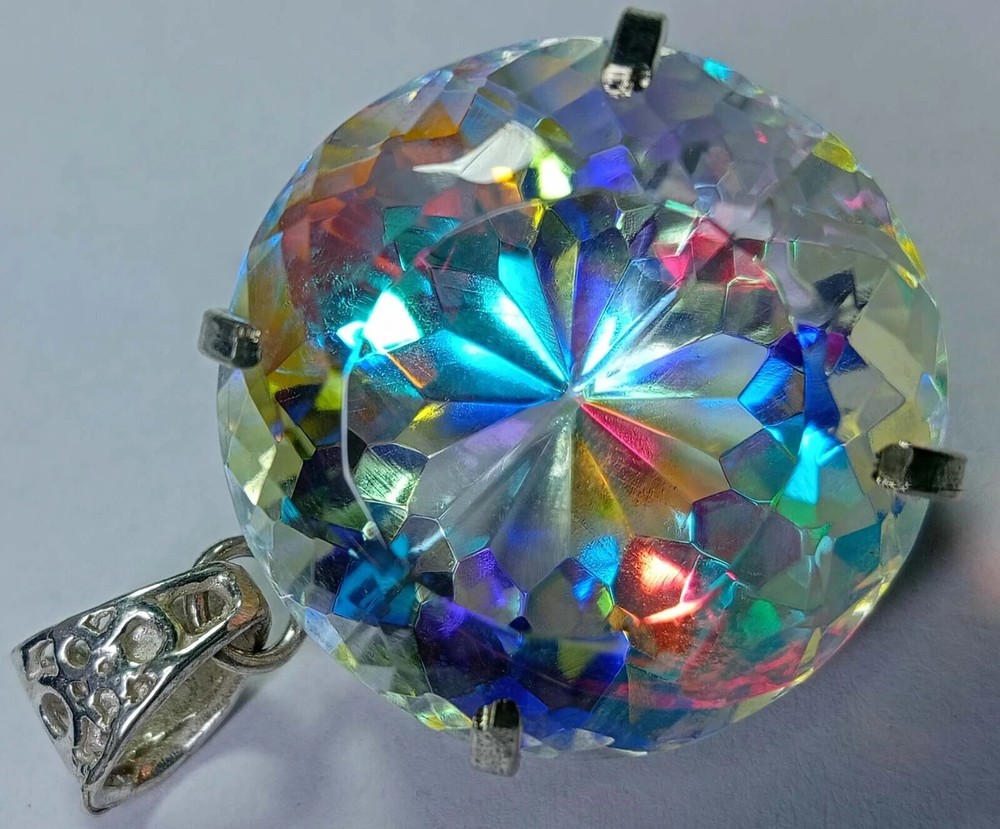 Round Cut Pendant 86-87 Ct Mystic Topaz Natural Loose Gemstone Locket Certified
