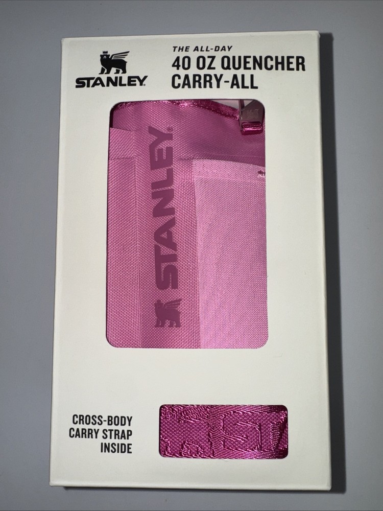 Stanley 40oz All Day Quencher Carry-All in Peony Pink with Crossbody Strap