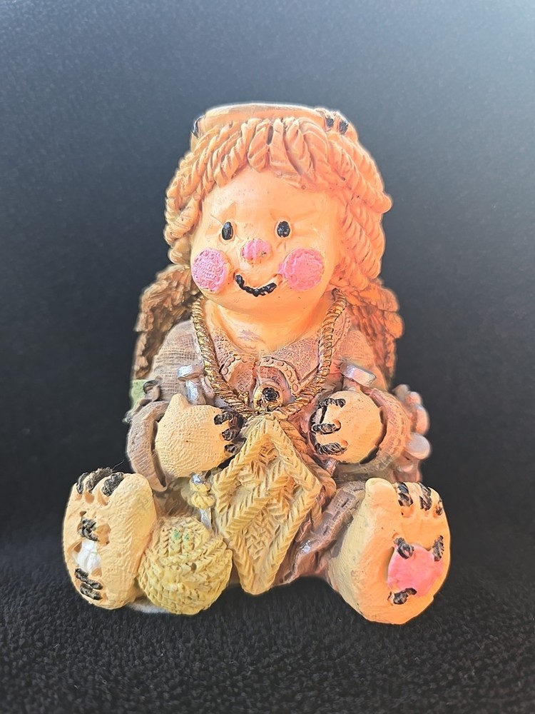 Patchwork Knitting Angel Figurine Handmade Decorative Ornament