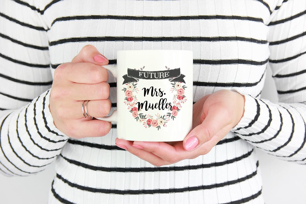 Engagement Mug Personalized Future Mrs Mug Engagement Gift Future Mrs Cup Floral