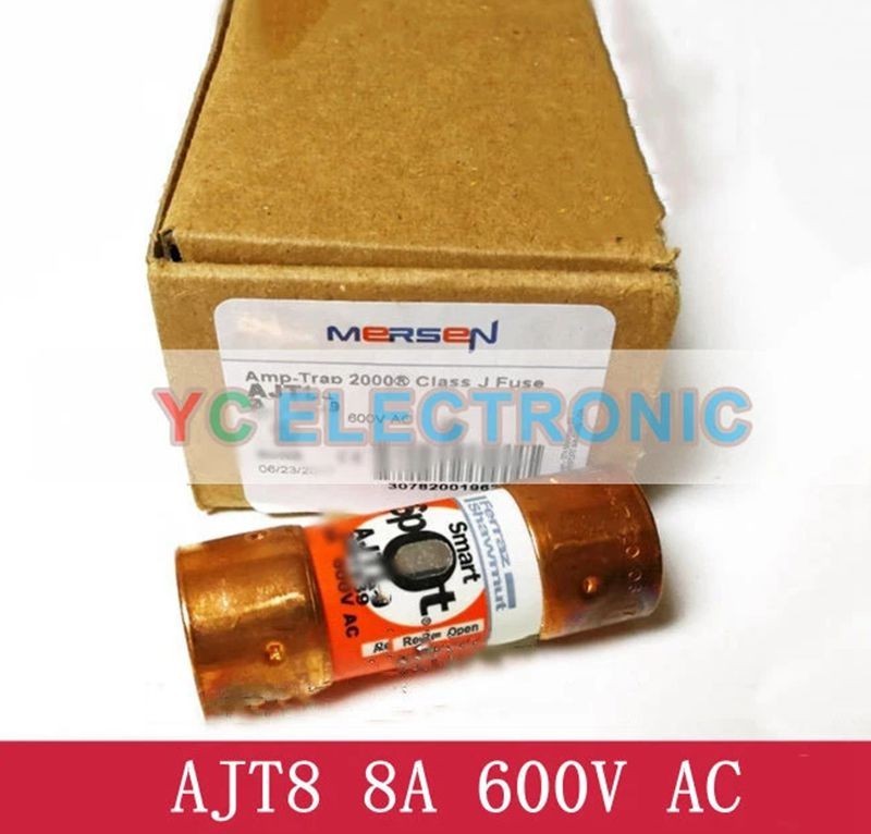 10pcs/Box New For Ferraz Shawmut Mersen AJT8 AMP-TRAP Class J Fuse 8A 600V AC