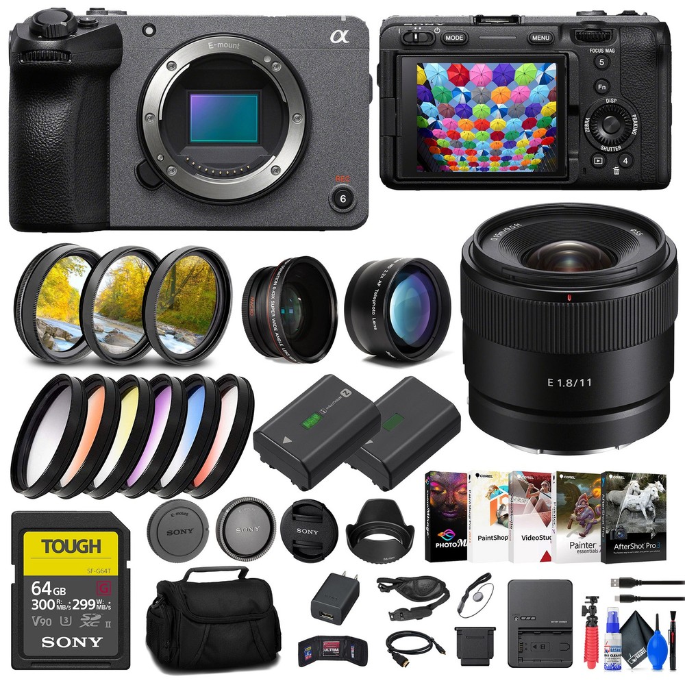 Sony FX30 Cinema Camera with E 11mm Lens and 64GB SF-G Tough Card Bundle