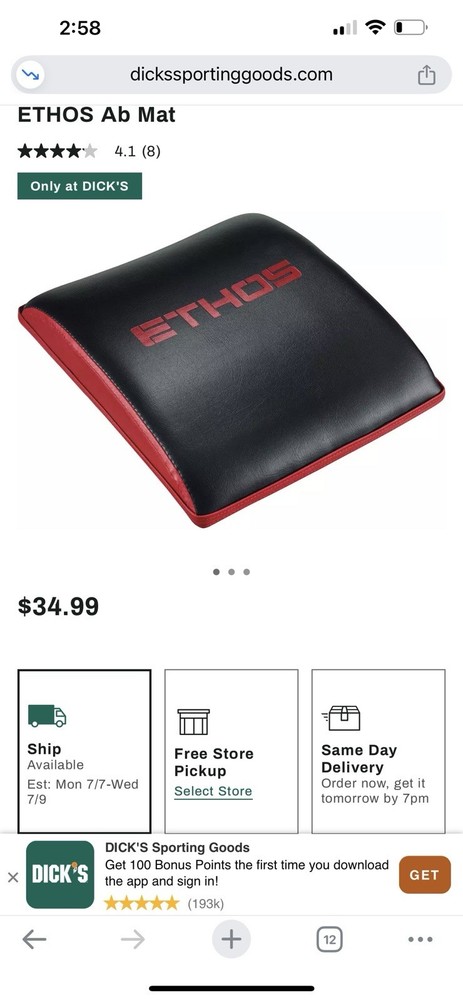 Ethos Ab Mat From Dicks Sporting Goods