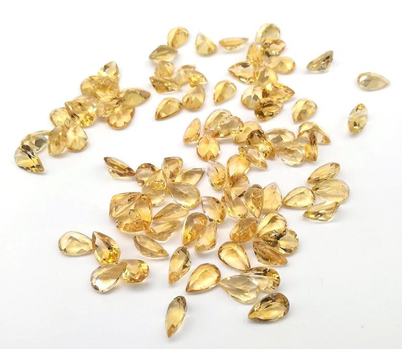 Natural Citrine Faceted Pear Cut Loose Gemstones 9x6MM 40 pcs 48Cts Wholesale
