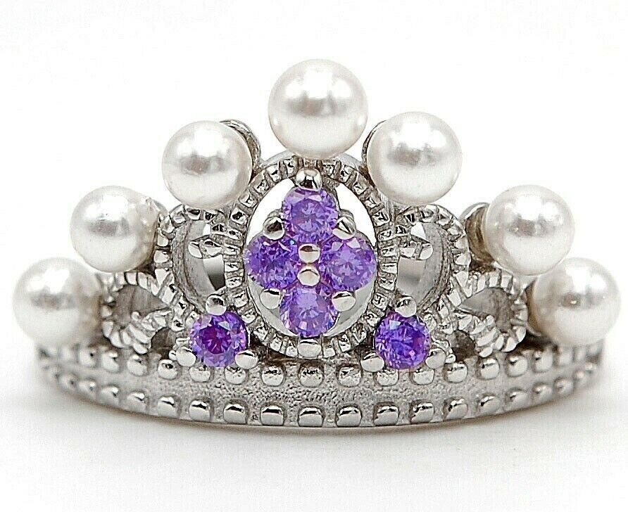 Amethyst and Pearl 925 Sterling Silver Ring Size 7 UB1-7  