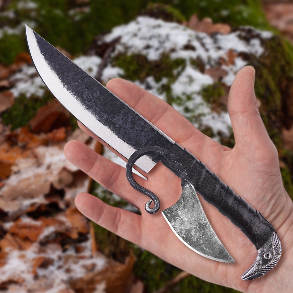 Handcrafted Damascus Steel Bowie Hunting Knife with Sheath Fixed Blade