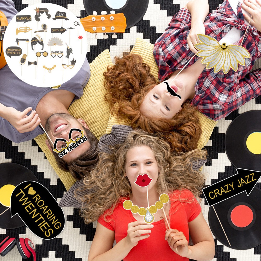 20PCS Funny Party Photo Booth Props with Bamboo Sticks Party Decoration Supplies