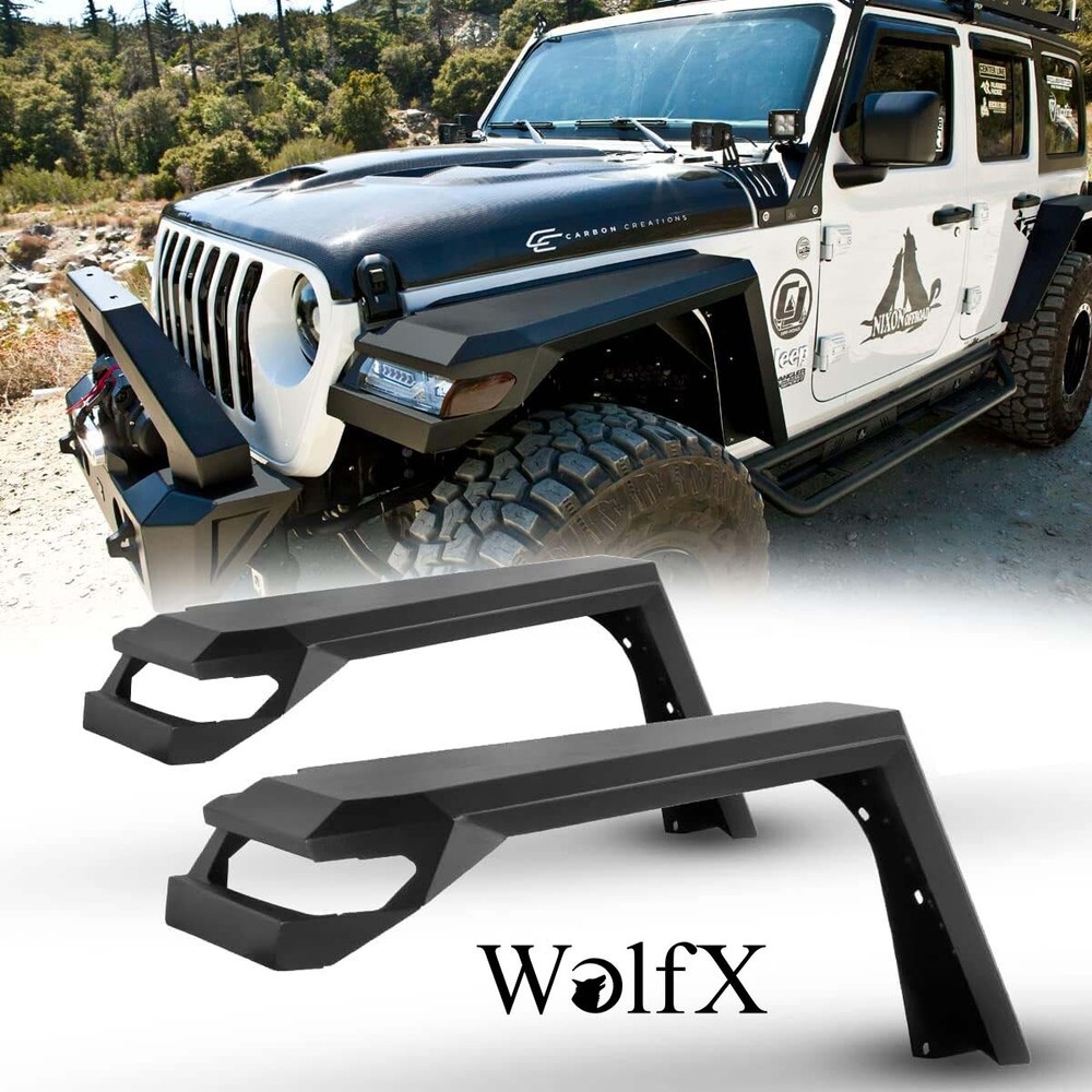 Black Offroad Steel Front Fender Flares For 2018-2024 Jeep Wrangler JL 2/4-Door