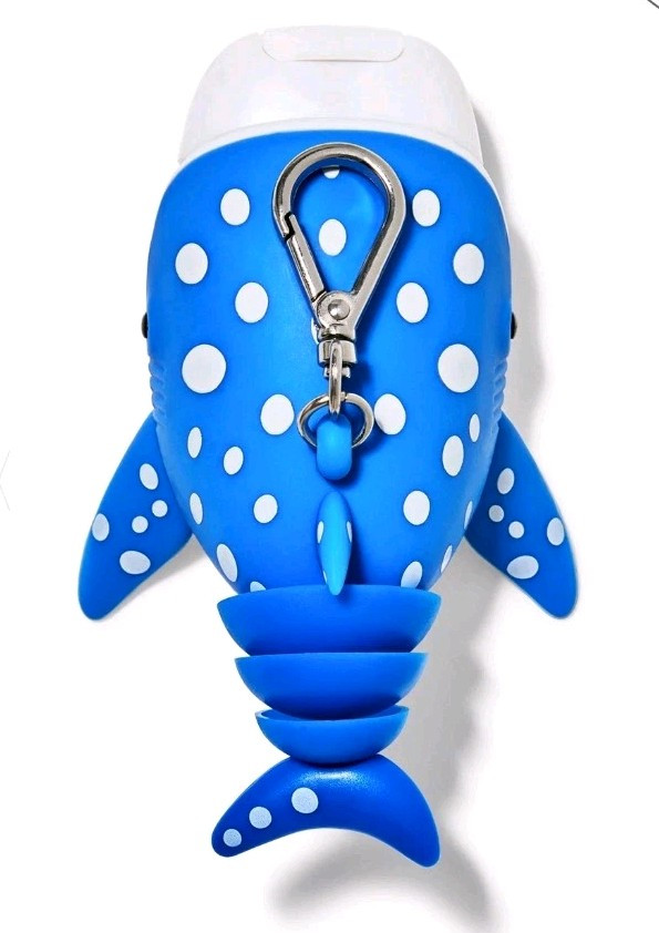 Bath & and Body Works Blue SHARK Whale Pocketbac Holder Keychain NWT