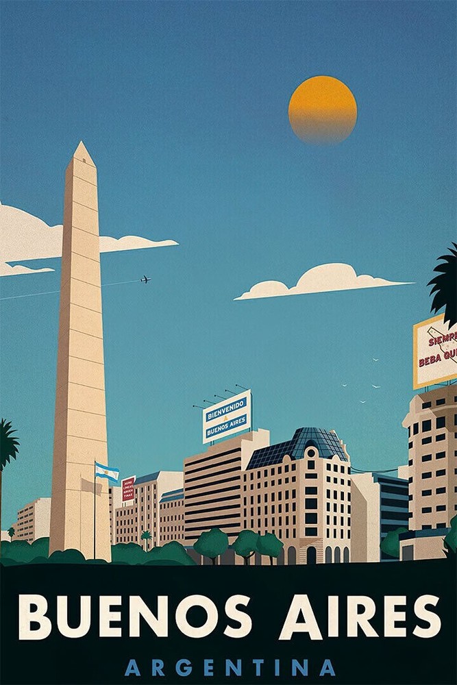 Minimalist Buenos Aires Travel Art Print Poster 24x36 Inches  