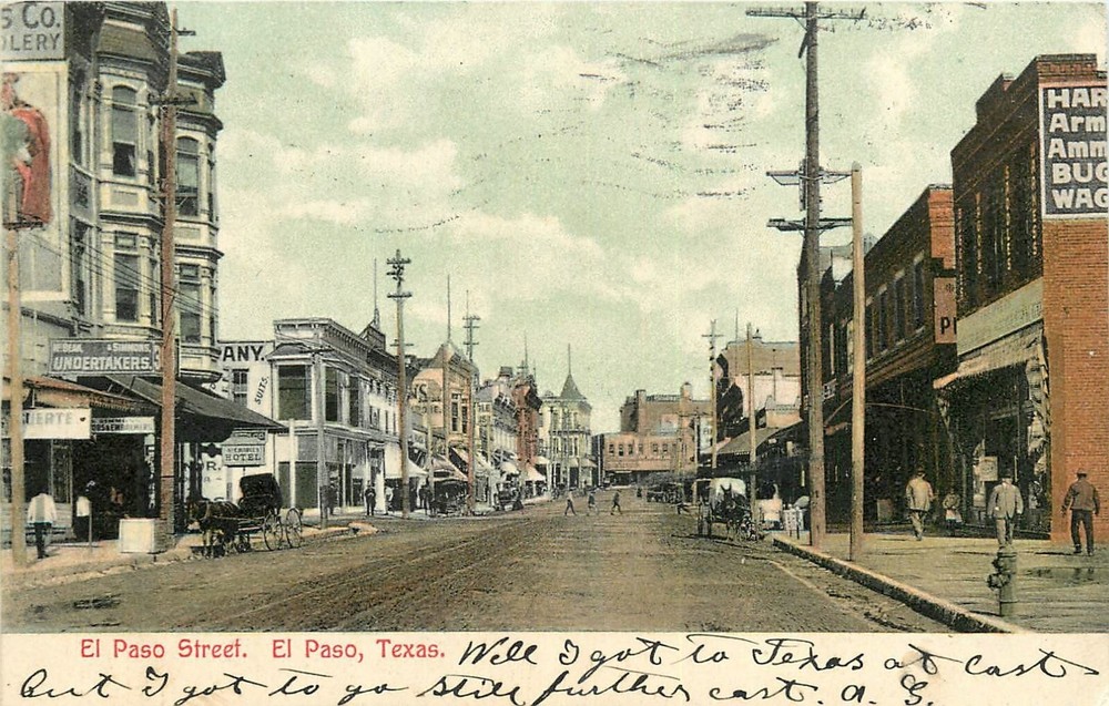 1907 El Paso Texas Street Scene railroad tracks Selige Postcard 25-1339