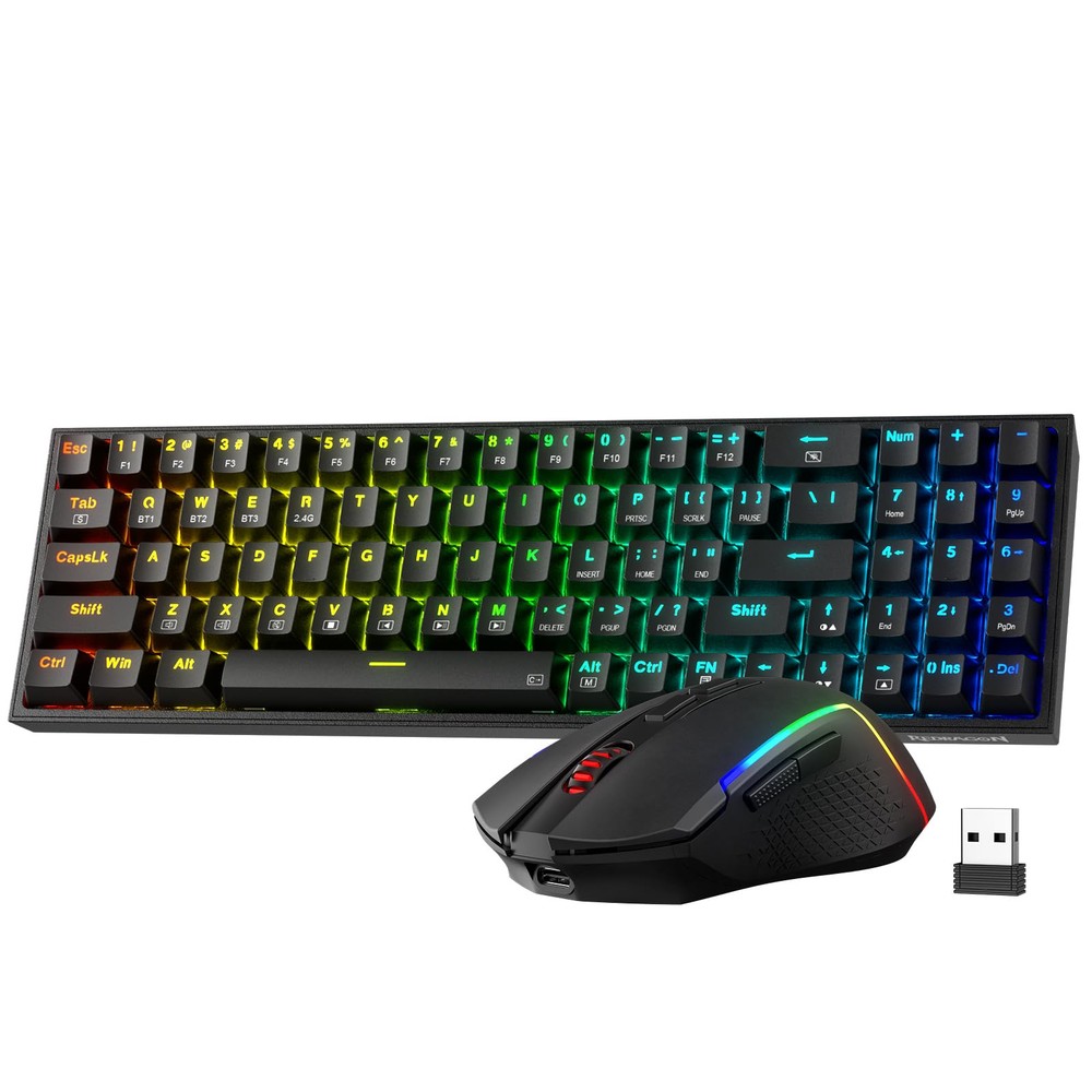 Redragon S136 Tri-Mode Wireless RGB Gaming Keyboard & Mouse Combo with 75% K628 Layout