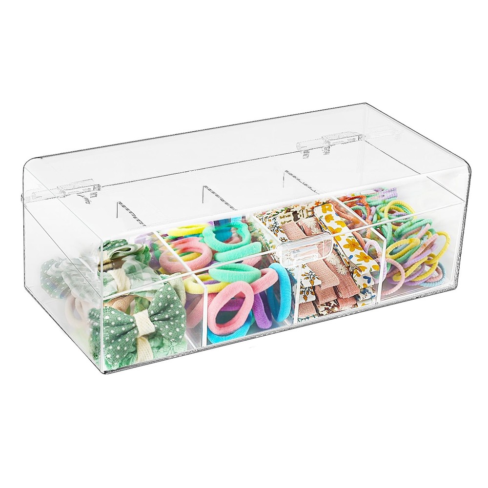 Hair Accessories Organizer for Girls, Acrylic Hair Bow Tie Clip Scrunchie Hol...