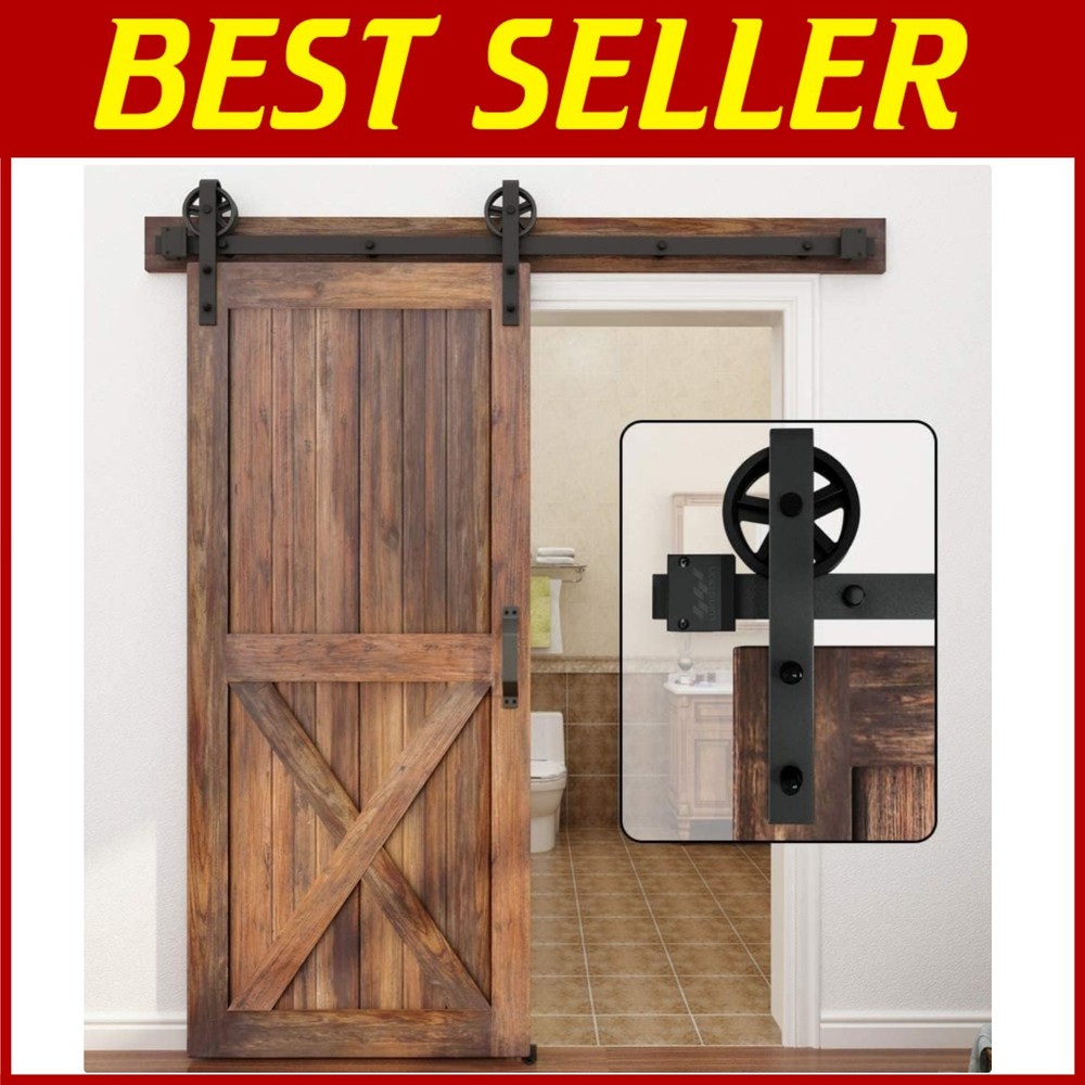 6FT Heavy-Duty Sliding Barn Door Hardware Kit - Silent Glide & Easy Install