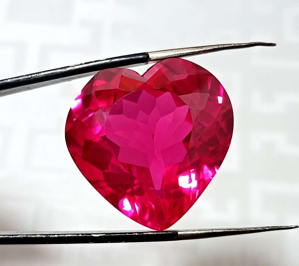 Certified 65.25 Ct Heart Shape Flawless Burmese Hot Pink Ruby Loose Gemstone