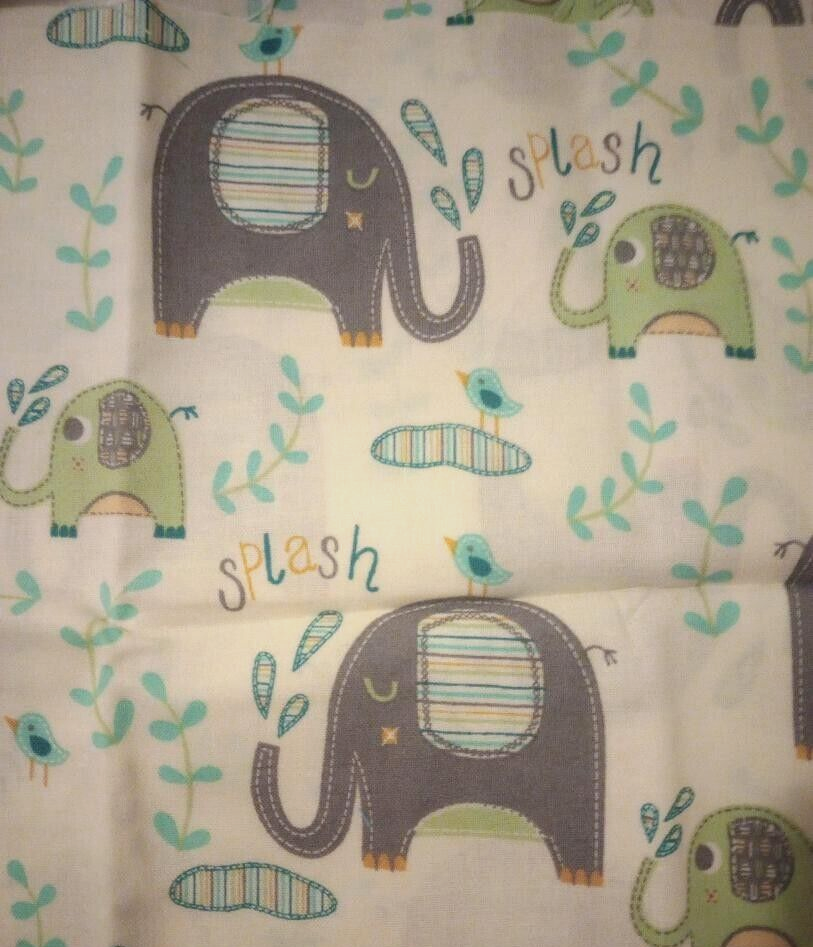 Jungle elephant fun fabric print for crafts 12x9.5 inches USA seller