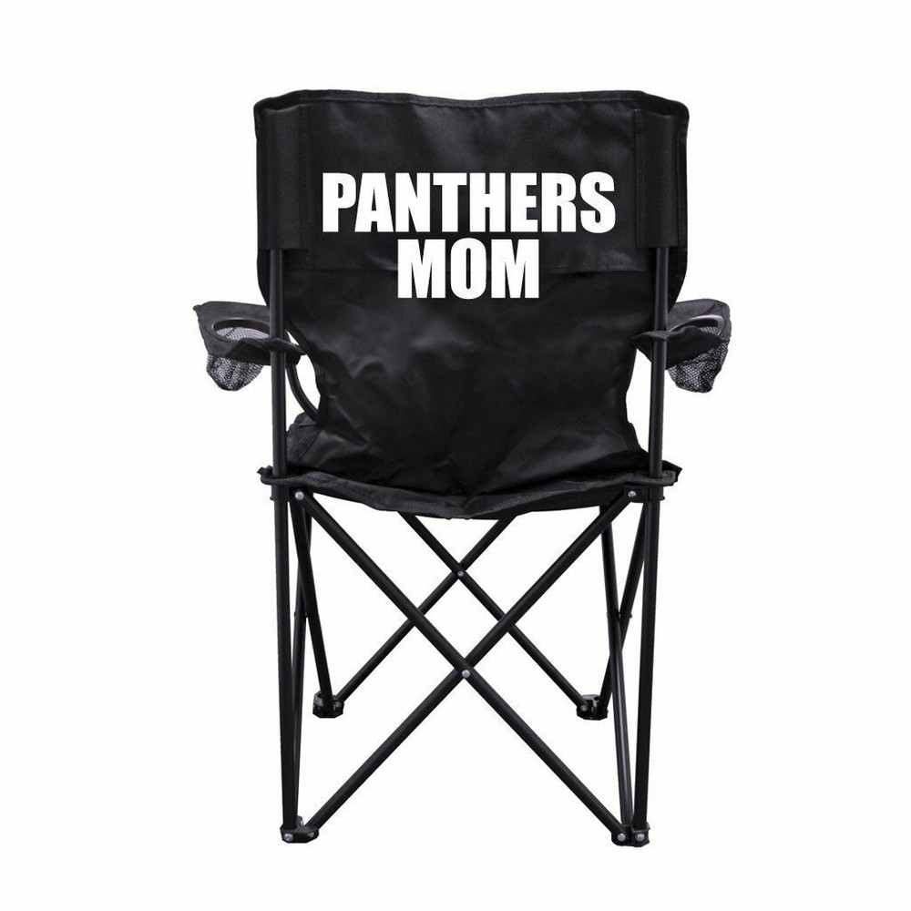 Panthers Mom Black Folding Camping Chair with Carry Bag for Outdoor Comfort  