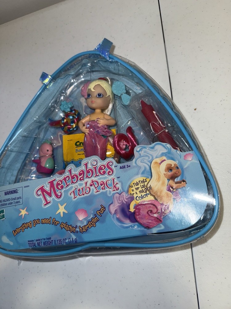 Vintage HASBRO MERBABIES Sea Dreamer Mermaid Doll Bath Tub Tints Sealed Rare  