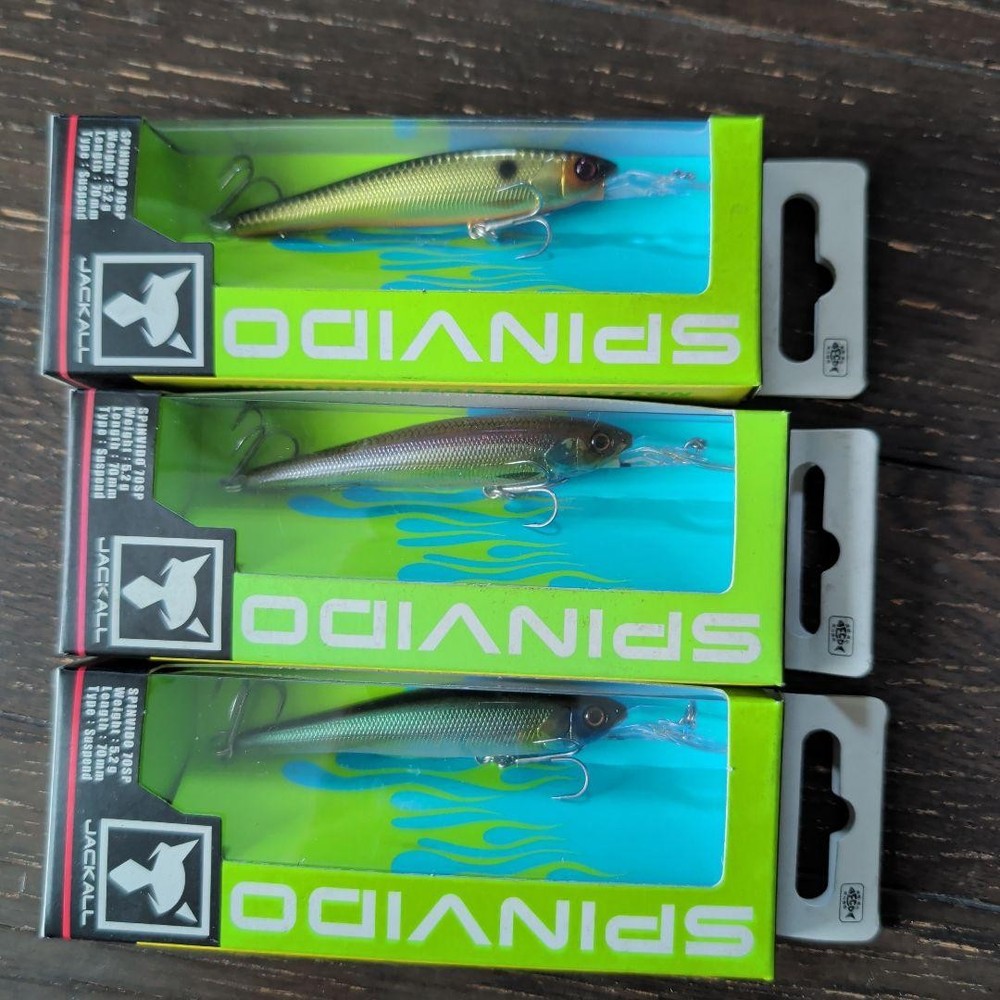 JACKALL Spin Bead 70SP Hard Bait Set 3 Colors Salmon Gold Silver Used