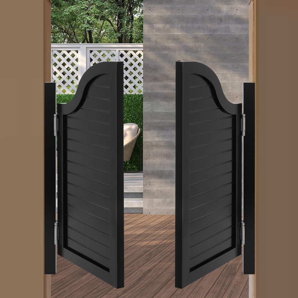 Black Solid Wood Swing Door for Shop Entrance Durable Partition  