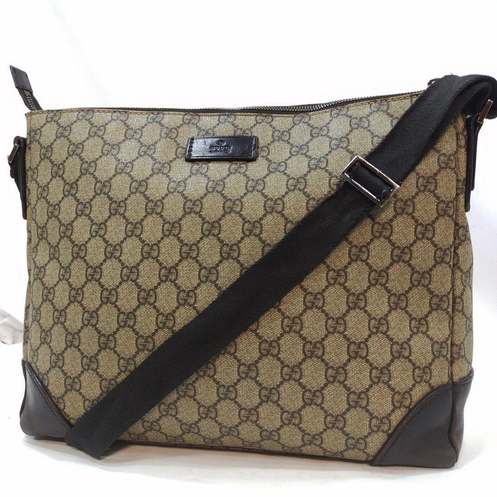 Gucci GG Pattern Brown PVC Leather A4 Shoulder Bag