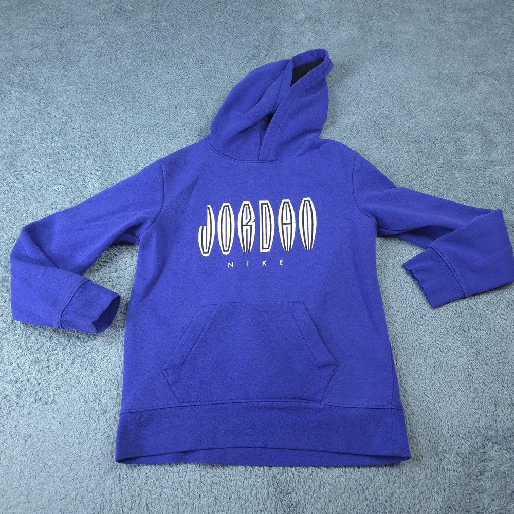 Jordan Hoodie Boys 12-13 Years Blue Pullover Fleece Sweatshirt Nike Graphic