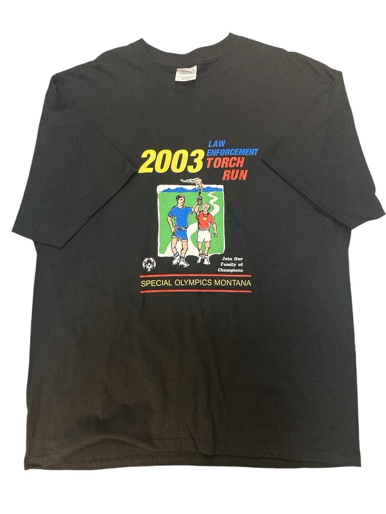 Vintage 2003 Law Enforcement Torch Run XL T-Shirt Retro Montana Special Olympics