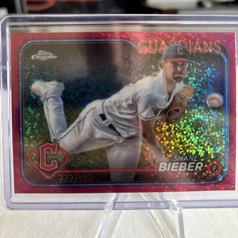 2024 Topps Chrome Shane Bieber Magenta Speckle Refractor #149 /350