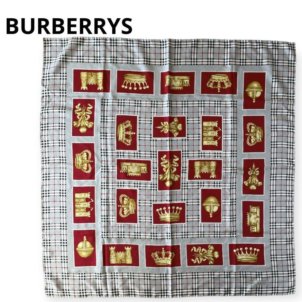 Vhtf Burberry Burberrys Scarf Nova Check Silk Gray Women Scarf Accessory Origina