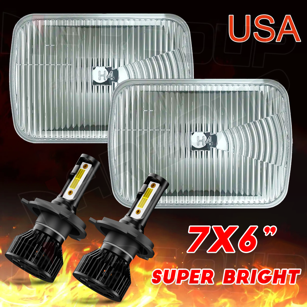 Toyota Pickup Truck LED Headlight Pair 7x6 5x7 High Low Beam Conversion Kit
