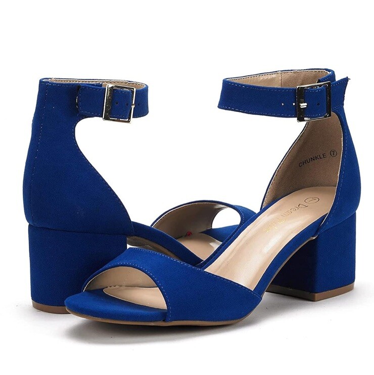 Dream Pairs Women's Royal Blue Low Heel Ankle Strap Dress Shoe Size 9.5