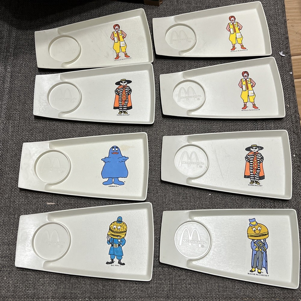 1970s McDonalds Plastic Kids Meal Trays (Set of 8) Rare Vintage Collector Items