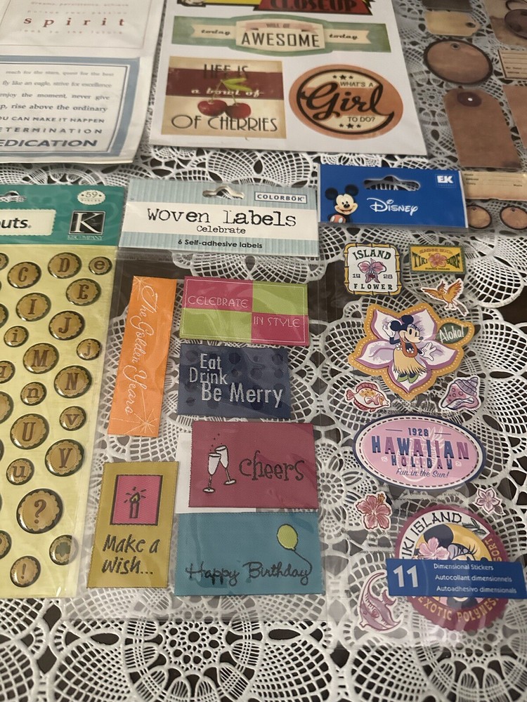 Scrapbook Stickers Supply Lot Vacation, School, Quotes, Animals, Boarders, New