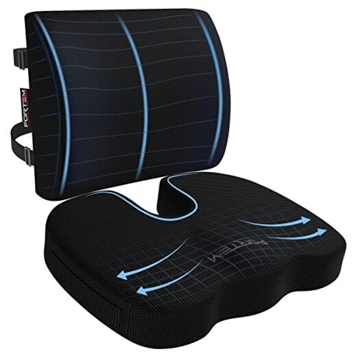 , Seat Cushion for Office Chair, Black Mesh Seat Cushion and Lumbar Pillow
