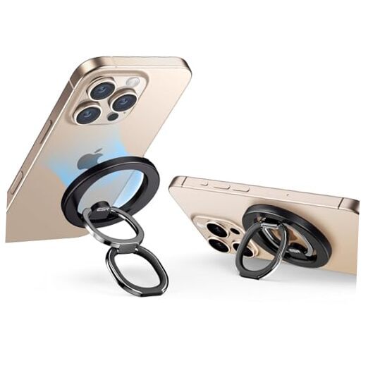 MagSafe Ring Holder with HaloLock Magnetic Phone Grip in Black