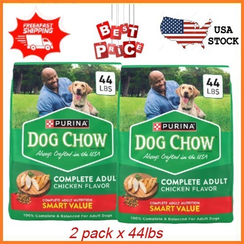 2 pack Purina Dog Chow Complete Dry Food Adult High Protein Real Chicken 44 lb