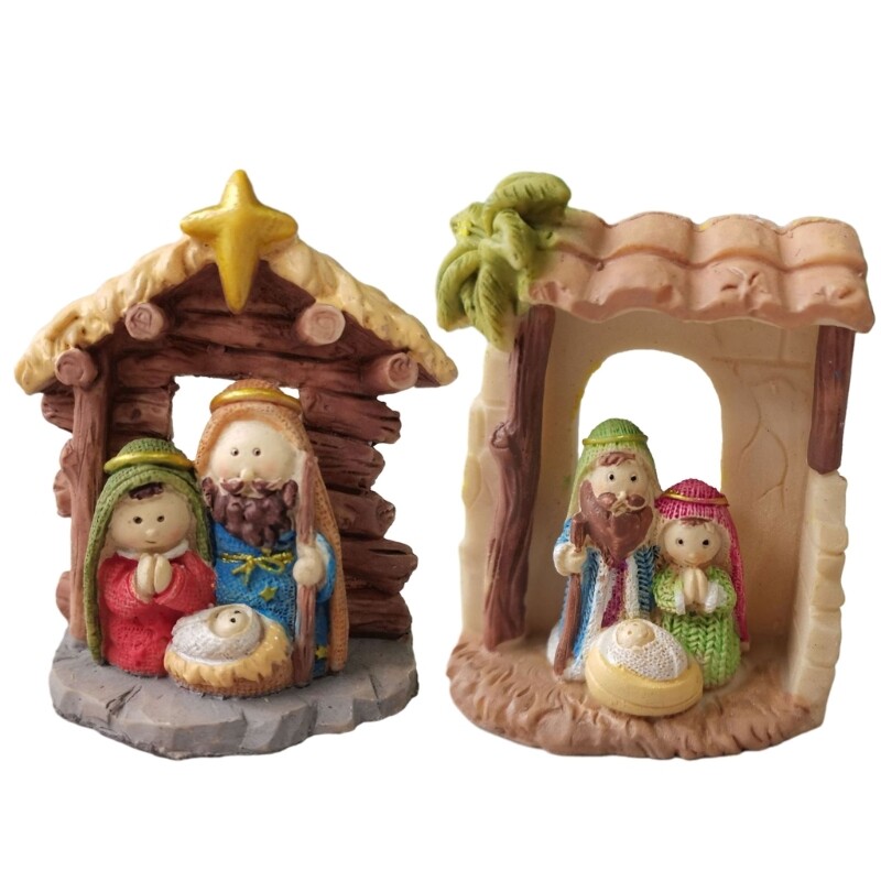 Seasonal Resin Figurine Holiday Nativity Statue Scene Decor for Bedroom Accent-image