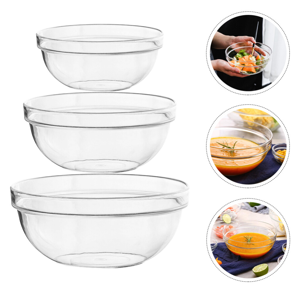 3pcs Premium Convenient Reusable Practical Large Clear Plastic Bowl Home