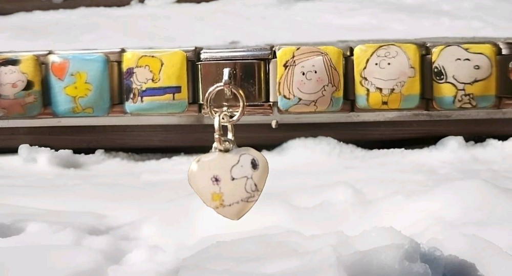 Peanuts Gang Italian Charm Bracelet 9MM Stainless Steel 18 Links Handmade