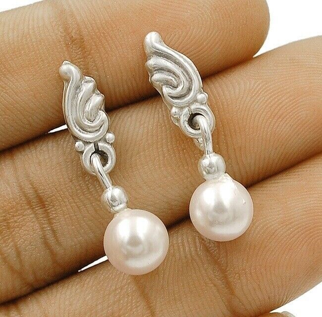 Natural Freshwater Pearl 925 Sterling Silver Elegant Earrings Jewelry
