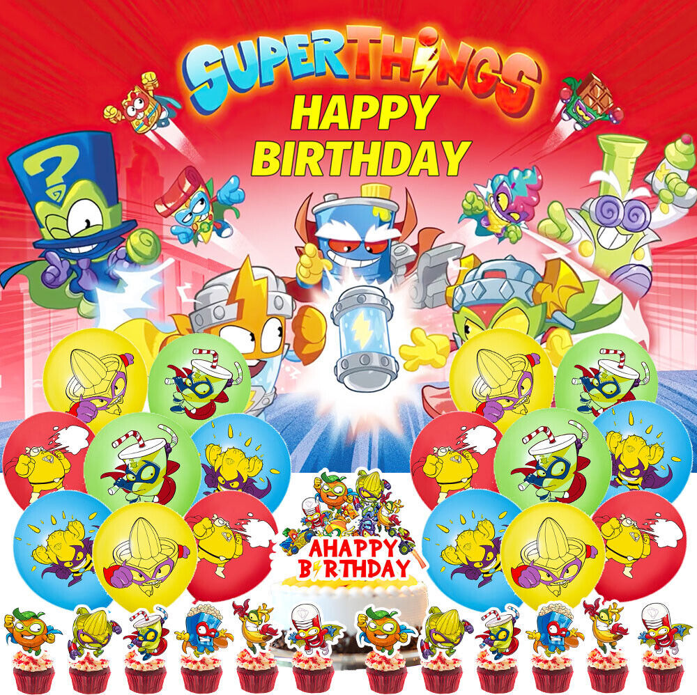 Superthings Party Supplies Party Decoration Set Balloons Cake Toppers Banner