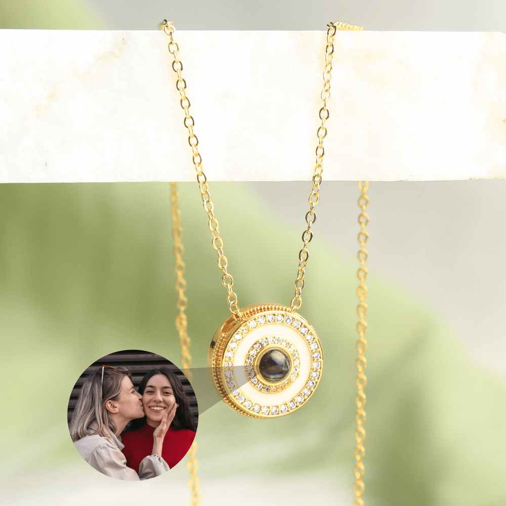 Personalized Halo Projection Photo Necklace • Anniversary Locket Gift for Friend