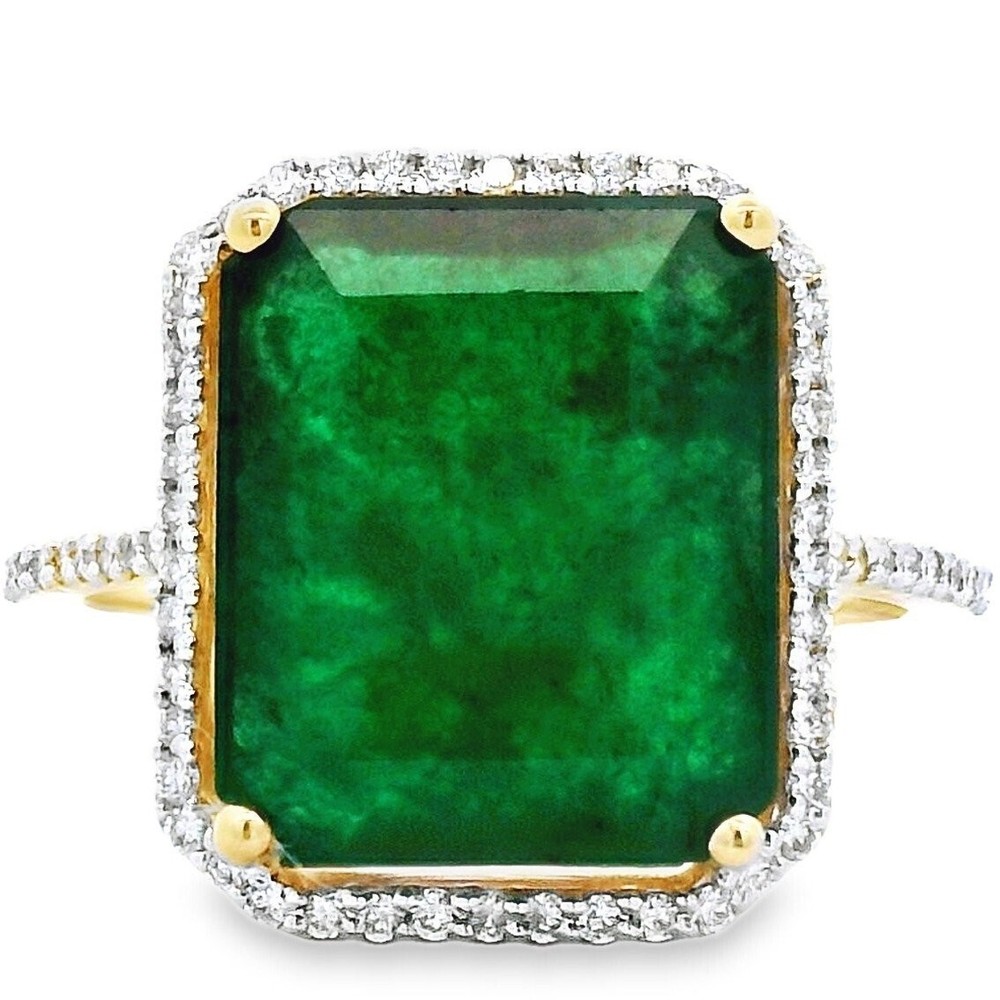 IGI Certified 6.22ct. tw. Emerald - Diamond Ring - 14 kt. Yellow gold