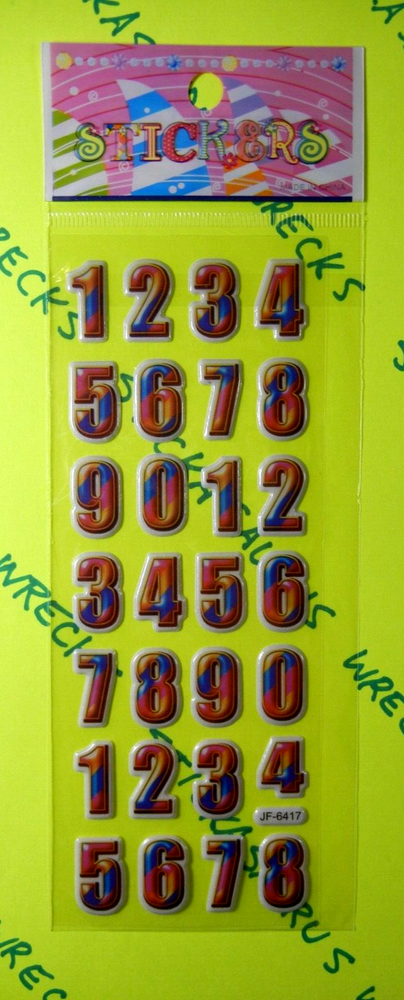 Numbers Rainbow Colored Puffy Stickers Pack