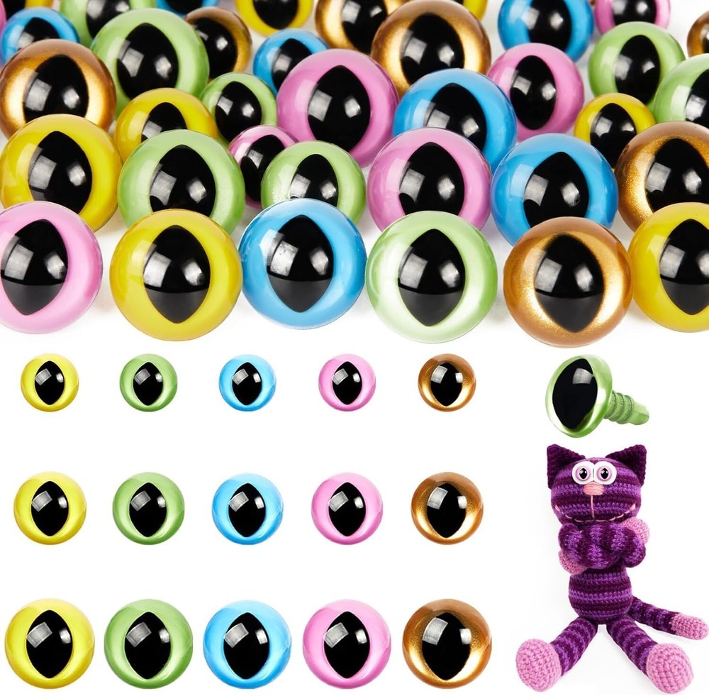 MUCUNNIA 80pcs 12-18mm Plastic Safety Eyes for Amigurumi Cat Crafts