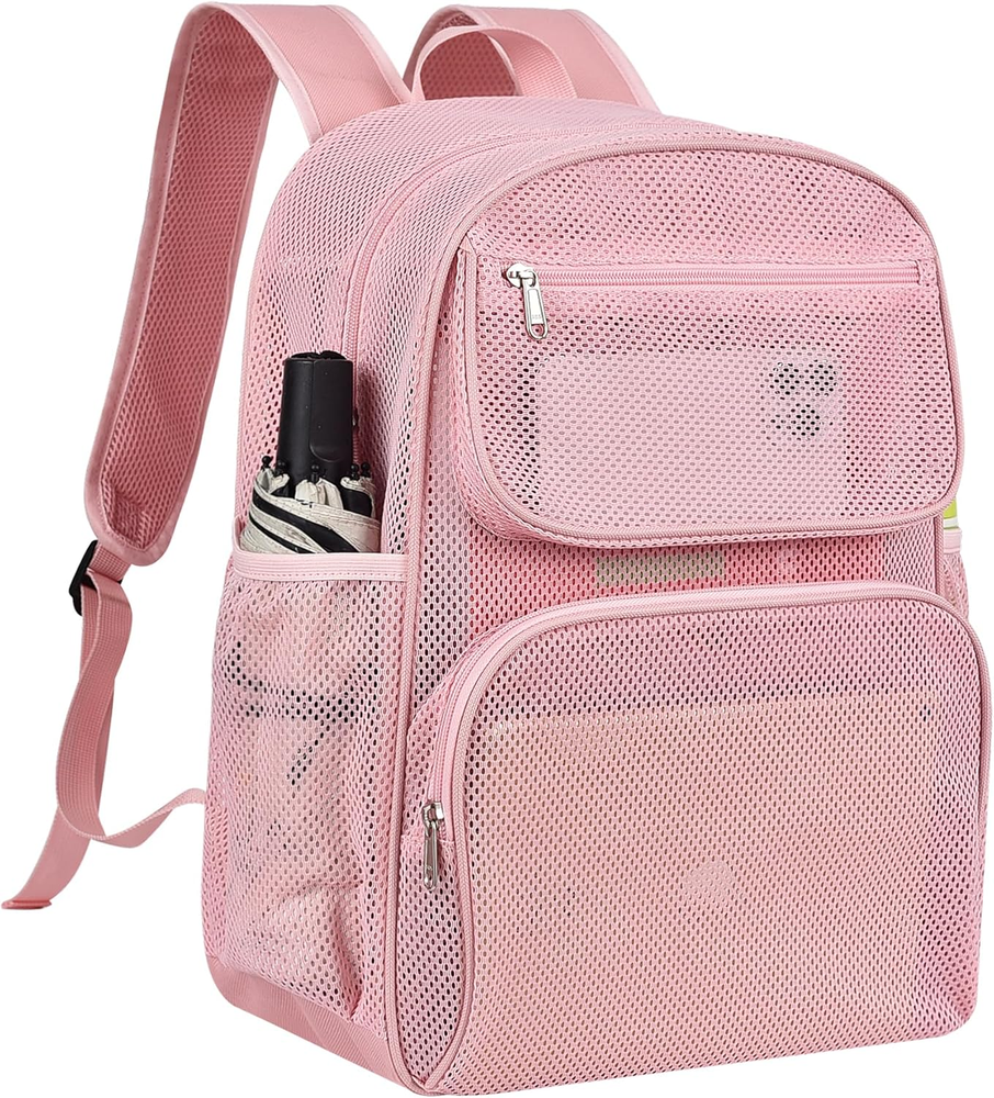 Heavy Duty Mesh Backpack with Padded Shoulder Straps and Inner Compartment