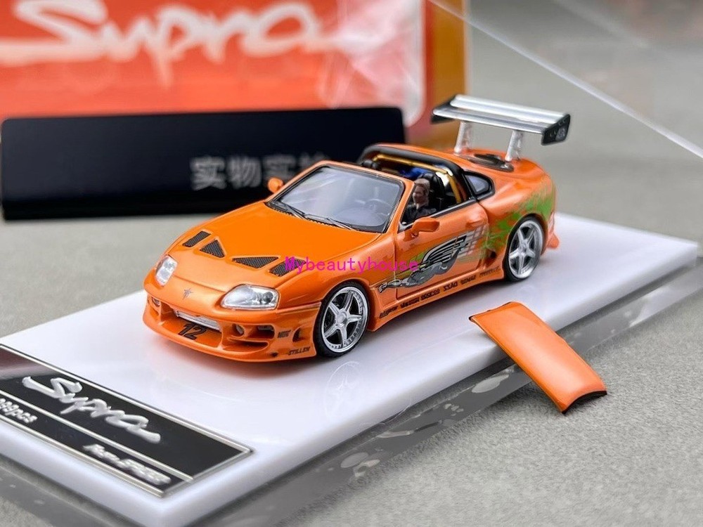 FS 1:64 Orange Supra A80 Convertible Figure Sports Model Diecast Metal Car