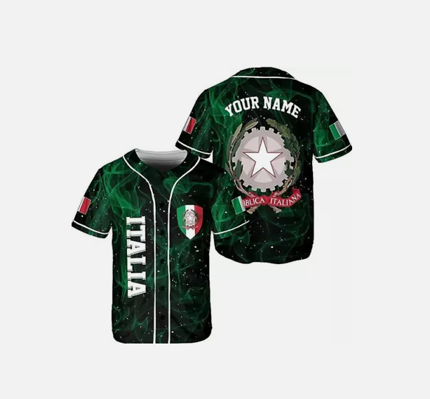Personalized Name Italia 3D Baseball Jersey Shirt Size S-5XL